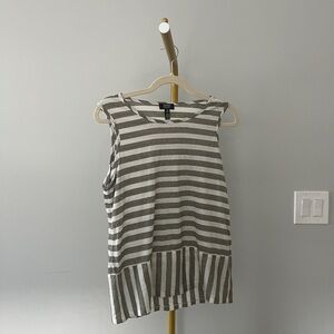 Jones New York Olive Striped Peplum Tank Top